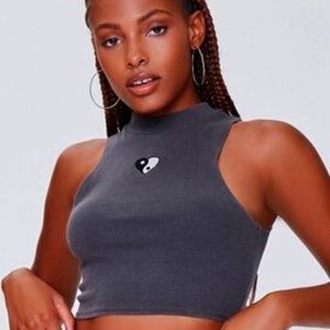 NWT Forever 21 Yin Yang Heart Embroidered Crop Tank